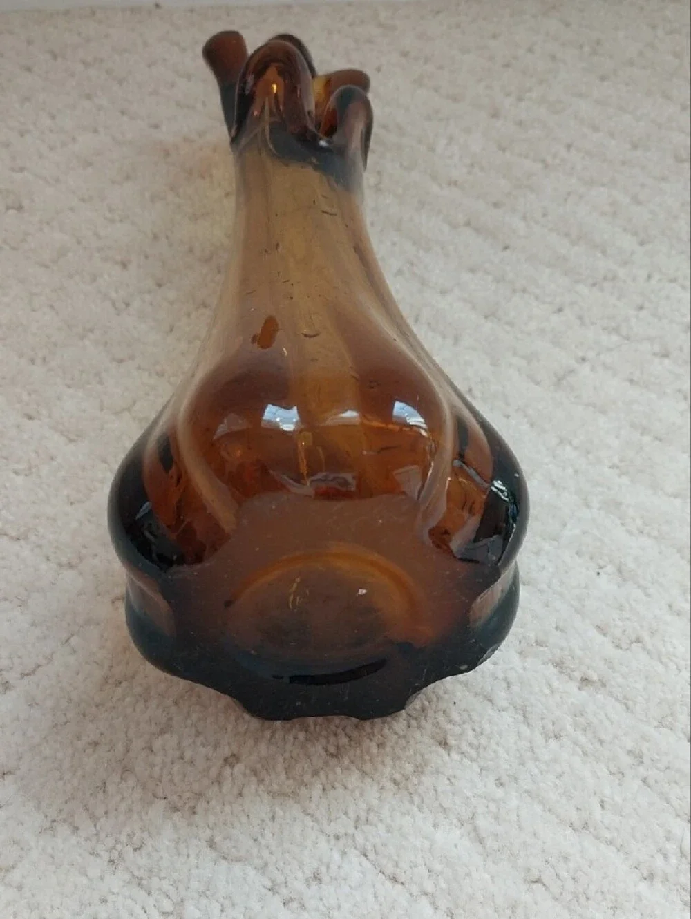 Murano Amber and Dark Brown Sculptural Art Glass Vase